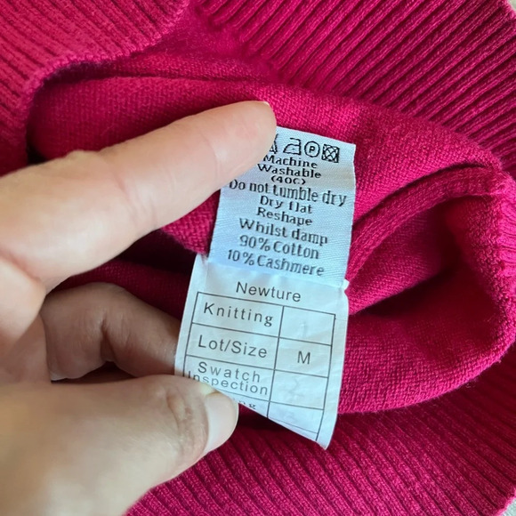 Vintage WoolOvers Pink 1/4 zip Sweater Cotton Cashmere Size Medium - Picture 5 of 6